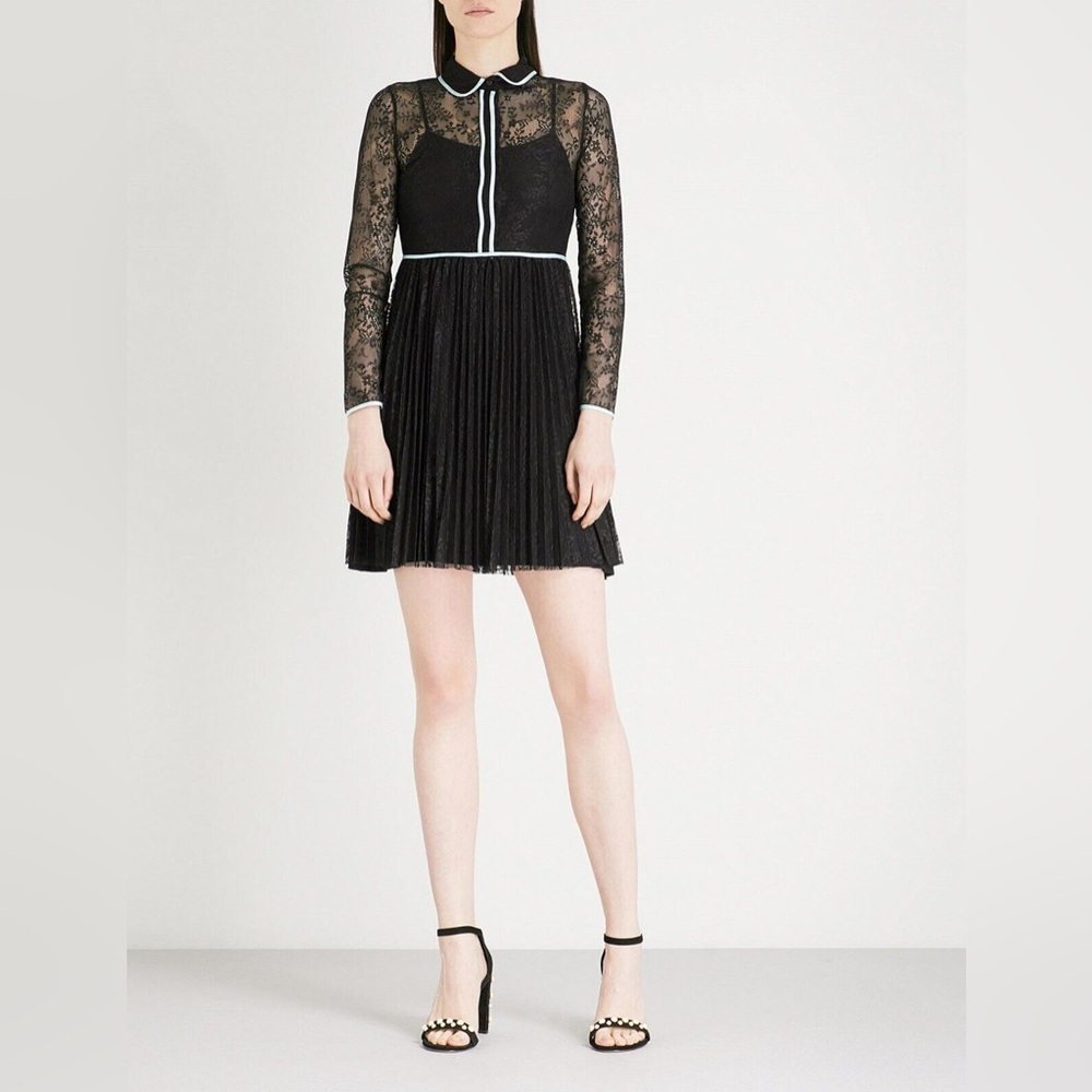NWT Maje Rabilo Floral Lace Black Long Sleeve Mini Dress